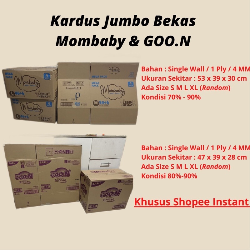 Kardus Jumbo Bekas Popok Mombaby &amp; Goo.N - Jual Pcs an