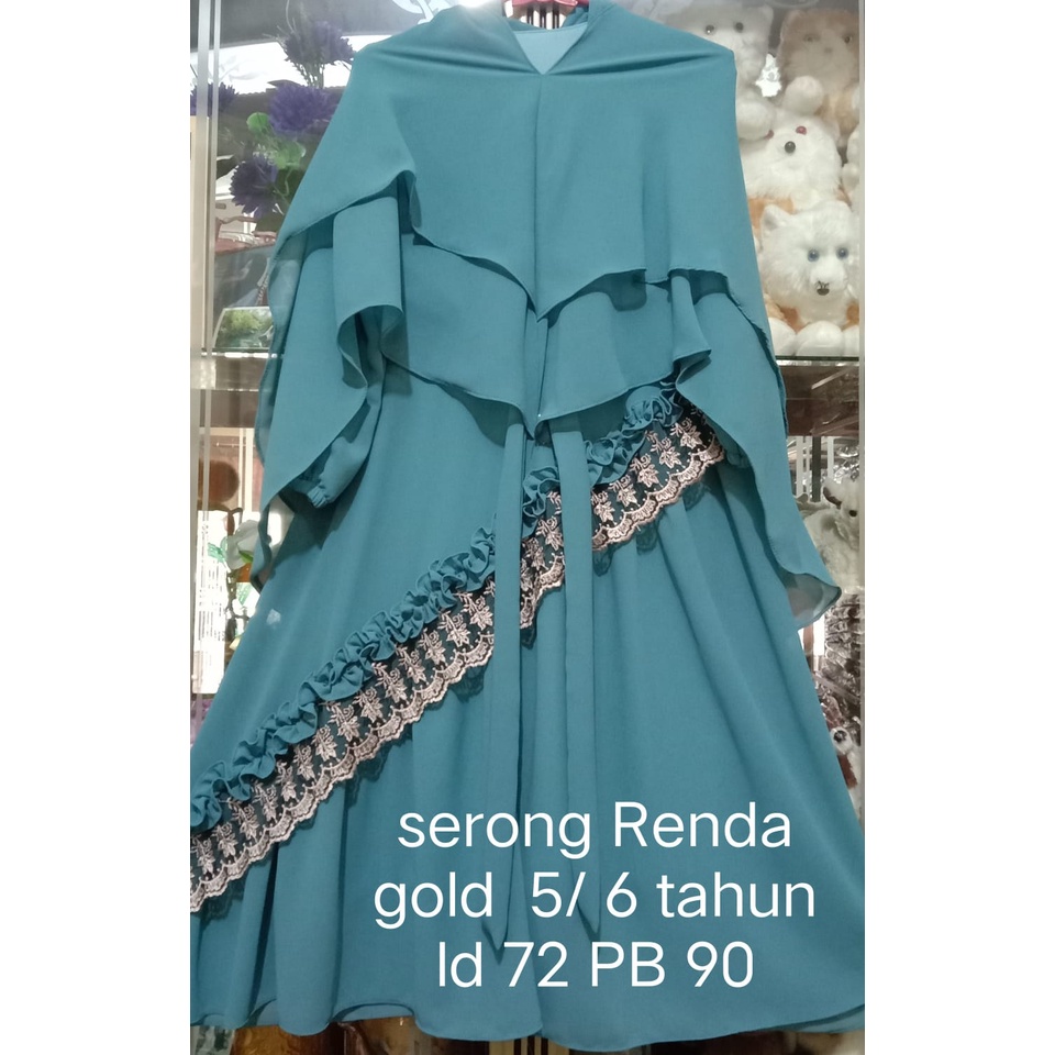 Gamis syar.i ceruti babydoll  dewasa dan anak model serong renda hitam kriwil # RKS