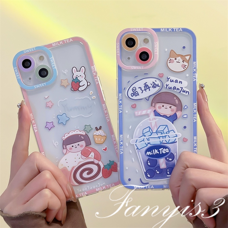 Samsung A14 A34 A54 M14 A04 A04s M23 A03 A13 A23 A33 A53 A73 A03s A02 A12 A22 A52 A72 A32 A51 A71 A50 A50s A30s A30 A20 A21s A31 A11 M53 Kartun Lucu Yuanyuanjun Casing Ponsel Bening TPU Soft Cover