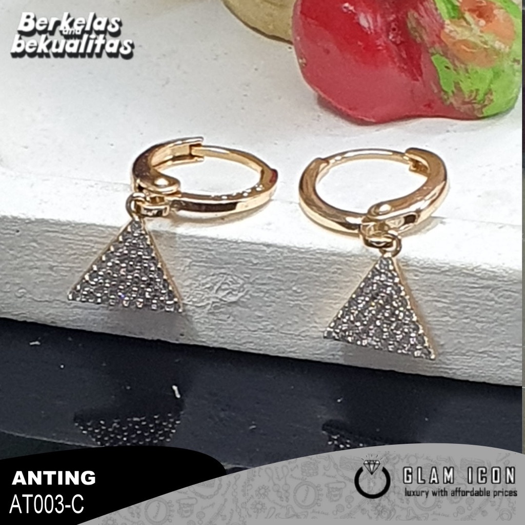 Anting Klip Bandul Motif  Segitiga mata full AT003C ATG