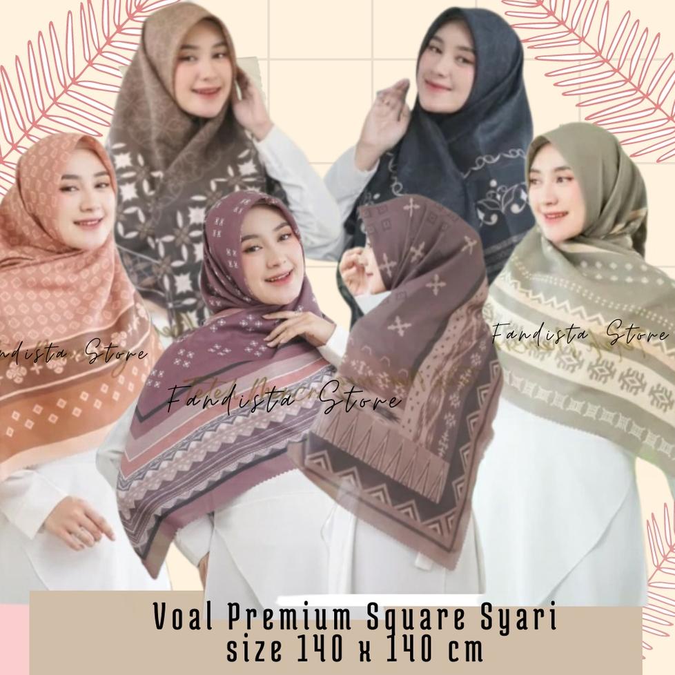 (T-4I❤) SEGIEMPAT VOAL SYARI Premium Size 140 x 140 cm MOTIF JILBAB SEGIEMPAT JUMBO Hijab Voal | Kerudung Jumbo | Syar'i Segi Empat banyak diminati