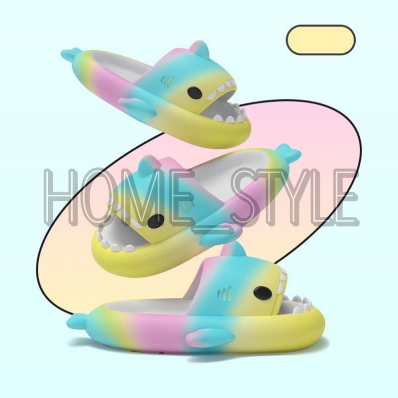SANDAL SELOP BENTUK HIU ANAK DAN DEWASA / SANDAL BABY SHARK GRADIASI RAINBOW / SANDAL IMPORT ANTI SLIP BAHAN NYAMAN DAN EMPUK 0150
