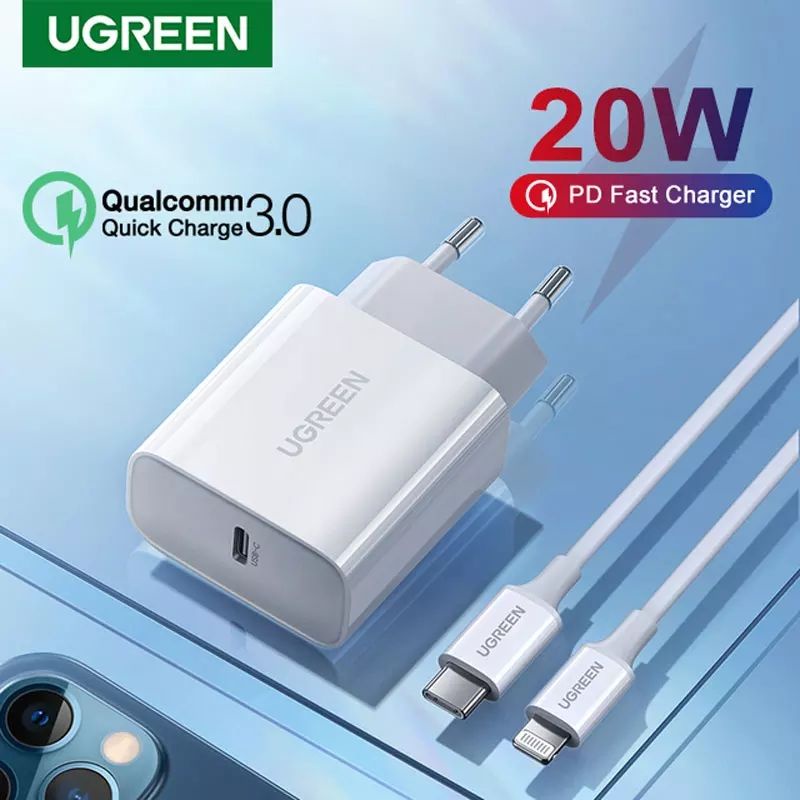 Ugreen 20W USB-C Charger iPhone X XR 11 12 13 14 Mfi Fast Charging