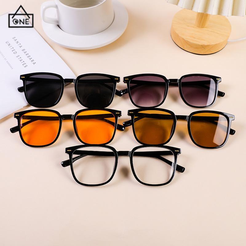 COD❤️Kacamata Hitam Anti Radiasi Kacamata Korea Fashion Retro Bingkai Hitam Sunglasses Untuk Wanita/Pria-A.one