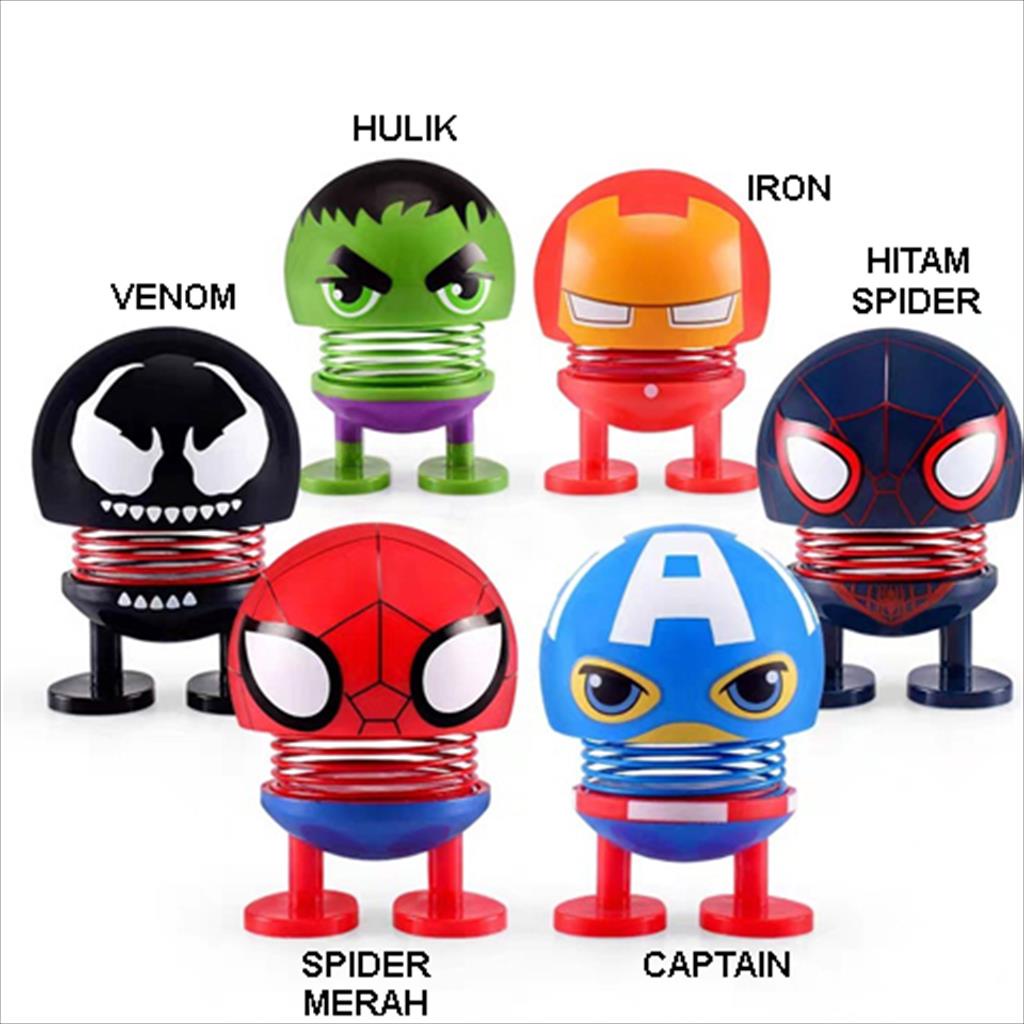 Mainan Spring Doll Hero/Boneka Joget Pegas Hero/Boneka Goyang Emoji/Pajangan Mobil