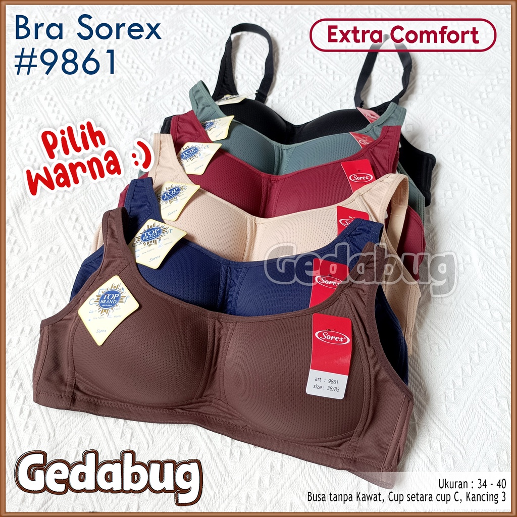 Sorex Bra 9861 Bra Extra Comfort Busa Cup Besar Tanpa Kawat Kait 3 Setara Cup C | Gedabug
