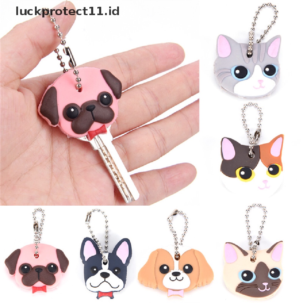 /Fashion Hot// Fashion// Silikon Puppy Pug Kucing Kelinci Key Cover Cap Gantungan Kunci Key Ring PVC Case Hadiah.