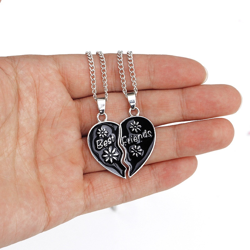 2pc/1 Set Perempuan Fashion Pecinta Stainless Steel Anti Karat Berbentuk Hati Liontin Kalung Teman Baik Hadiah Ulang Tahun Perhiasan Aksesoris