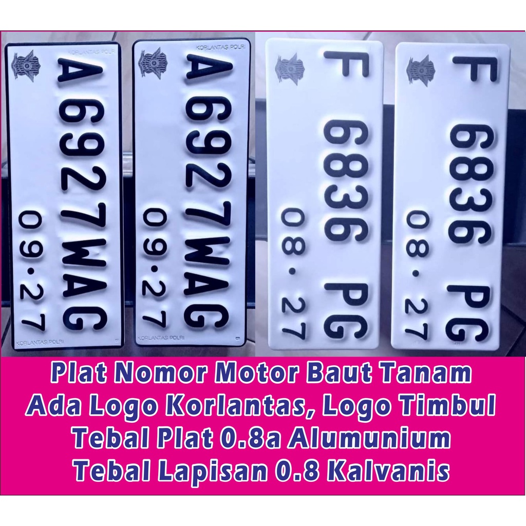 PLAT NOMOR MOTOR (BAUT TANAM) PLAT PUTIH TEBAL 0,8mm