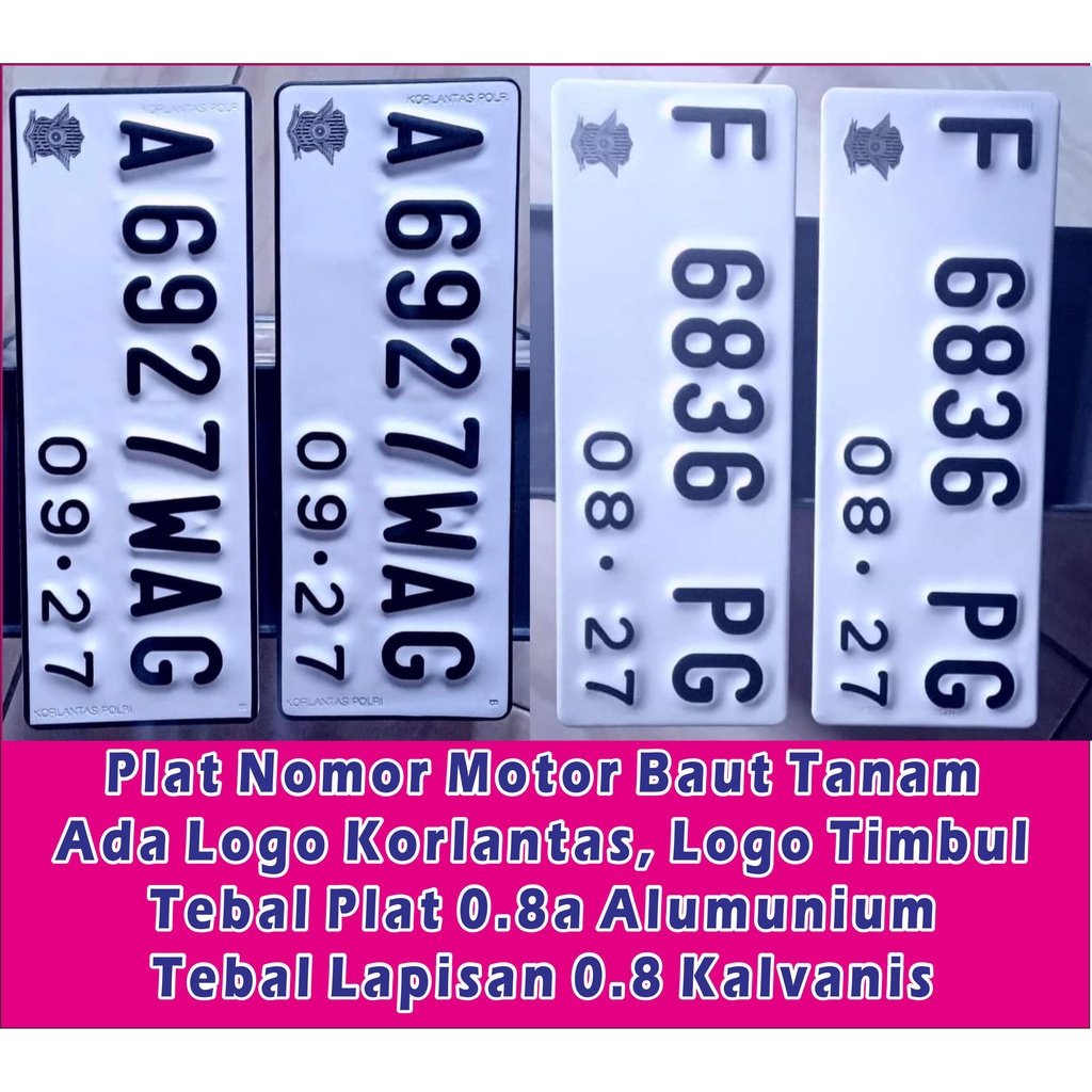 PLAT NOMOR MOTOR (BAUT TANAM) PLAT PUTIH TEBAL 0,8mm