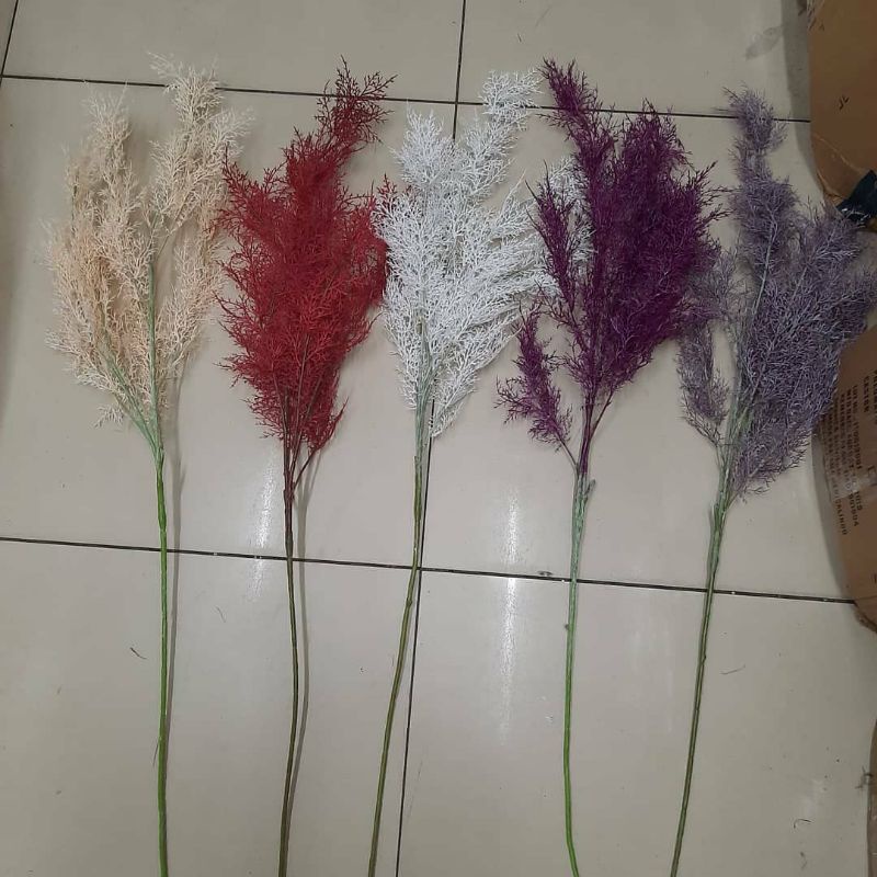1 LUSIN Daun Cemara Asparagus Tangkai Panjang/ Artificial Smoke Bush