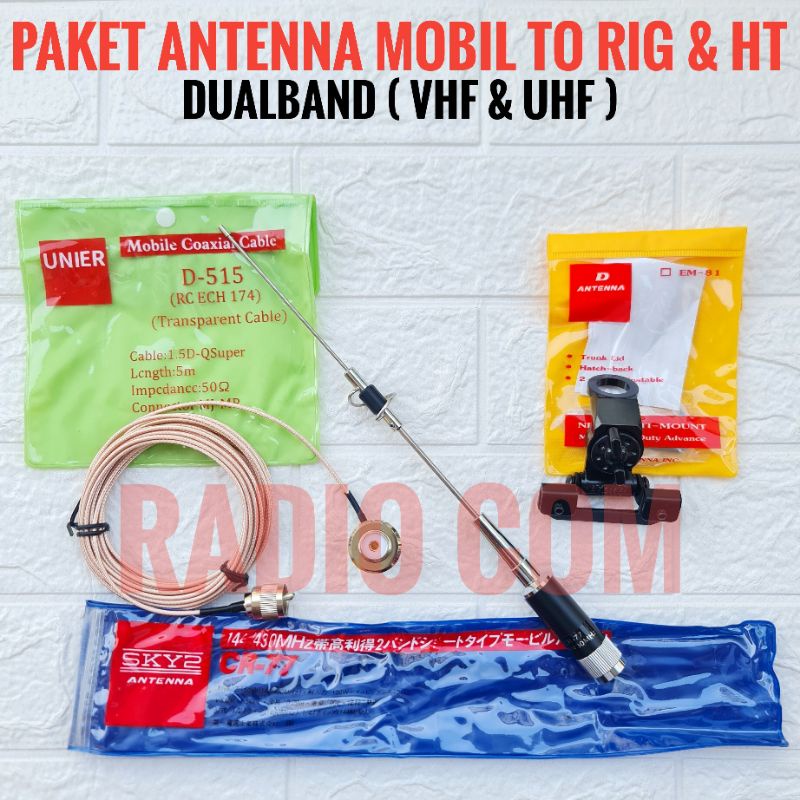 PAKET ANTENA MOBIL DUALBAND CR77 / PAKET ANTENA RADIO RIG DUALBAND VHF UHF CR77 TO ANTENA RIG MINI