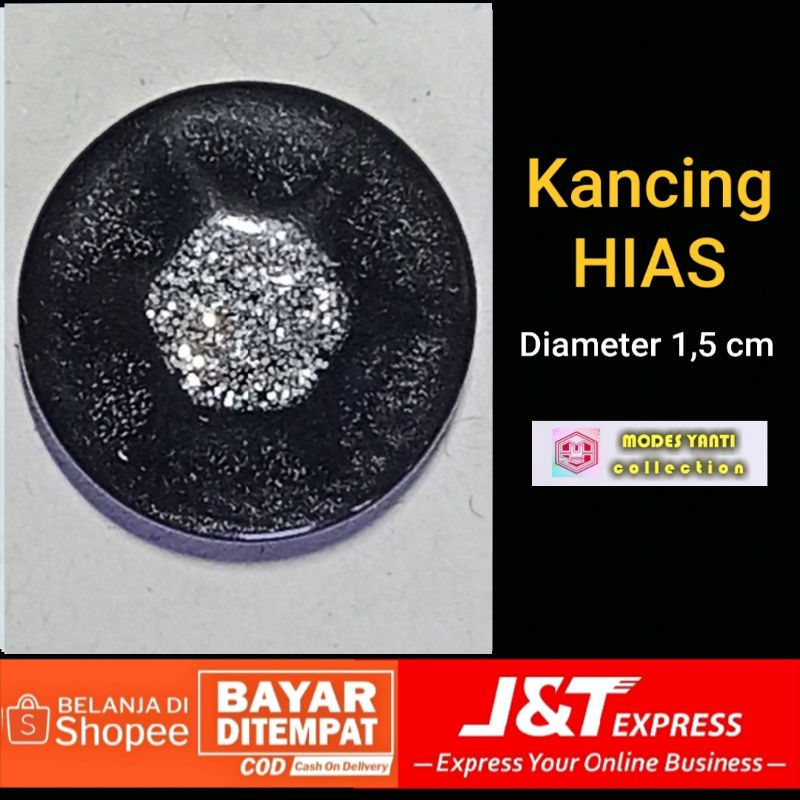 Kancing hias 1,5 cm warna hitam