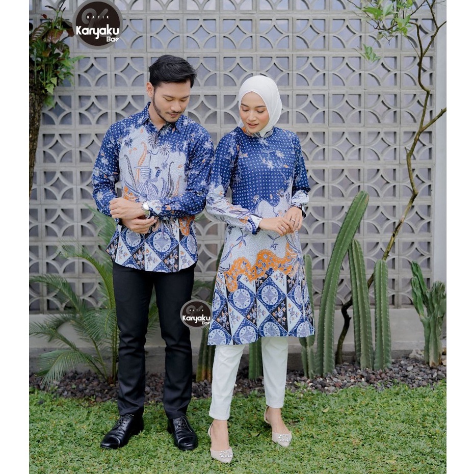 Batik Couple Modern Atasan Tunik Batik Kerja Wanita Kantor Baju Batik Wanita Dan Pria Batik Seragam M L XL XXL