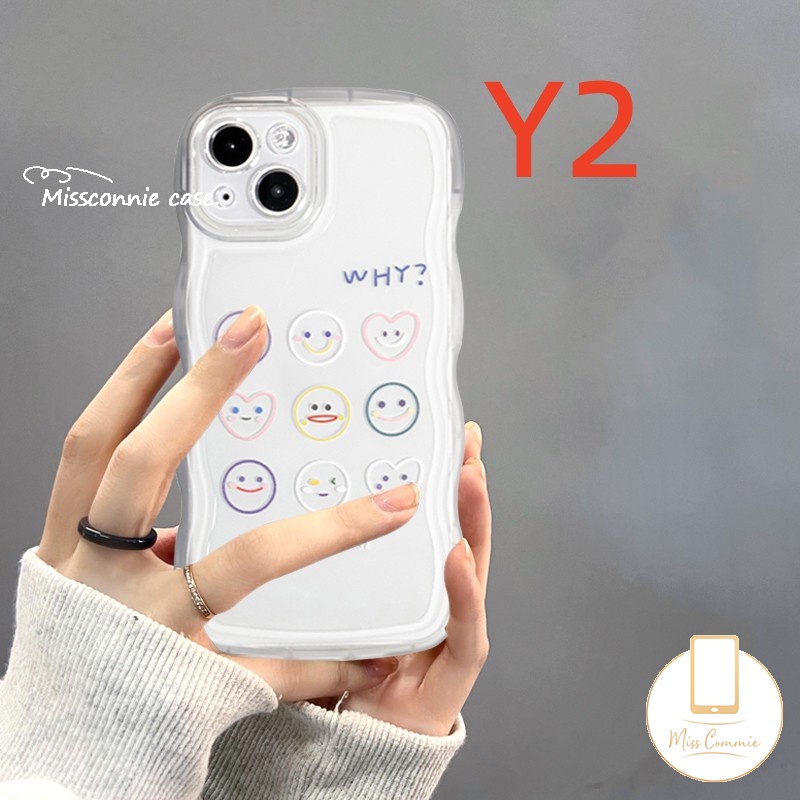 IPHONE Case Pasangan Cocok Untuk Iphone11 13 12 14 Pro Max 6 6s 8 7 Plus 14Plus XR X XS Max SE 2020lucu Smiley Kartun Lucu Ekspresi Bergelombang Pinggir Transparan Lembut TPU Cover