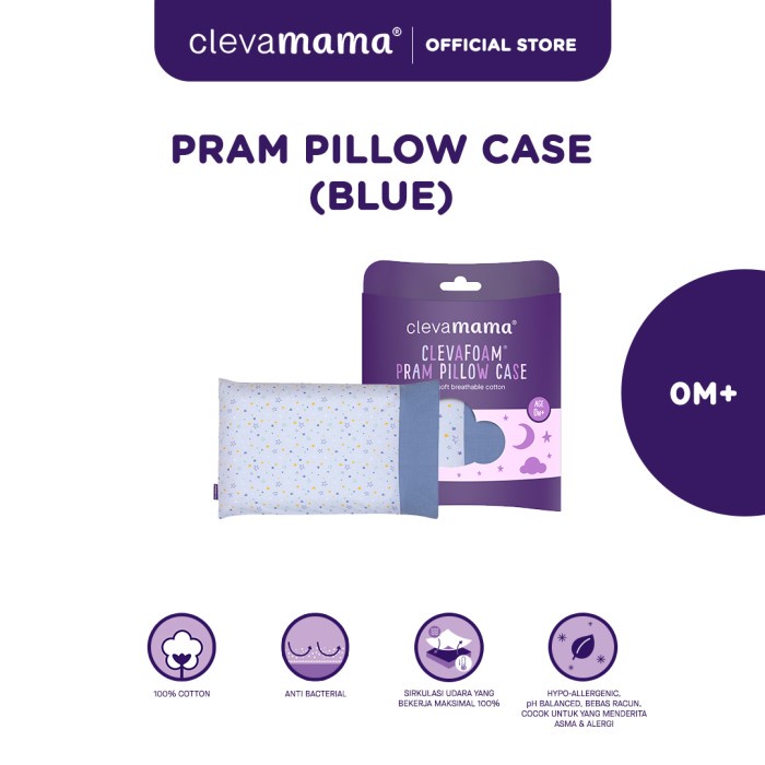 Clevamama Clevafoam Pram Pillow Case - Sarung Bantal Baby Age 0m+