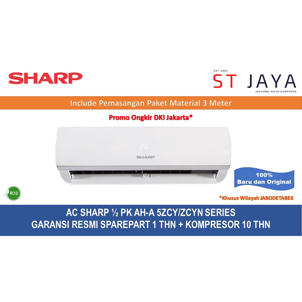 +PASANG AC Sharp 1/2 PK AC 1/2 PK AH 5ZCY / 5BEY Low Watt R32