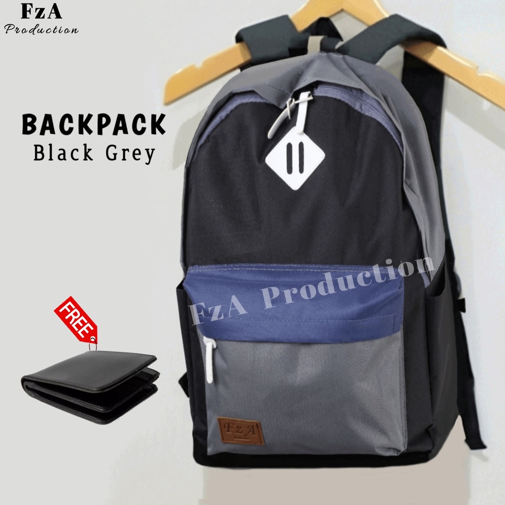 Tas Ransel Punggung Distro Casual Pria Wanita / Tas Ransel Laptop Original - FzA Gratis Dompet BUY 1 GET 1