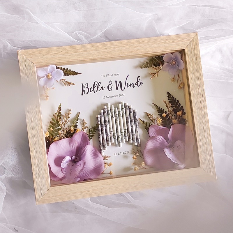 Mahar Simple Frame 3D Uang Emas - Kado Gift - 20x25cm - Lite 3