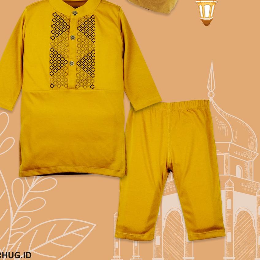 Quality Control✅Bearhug Setelan Muslim Koko Anak Laki-Laki (Include Peci) Premium Embroidery XKG4 Mi