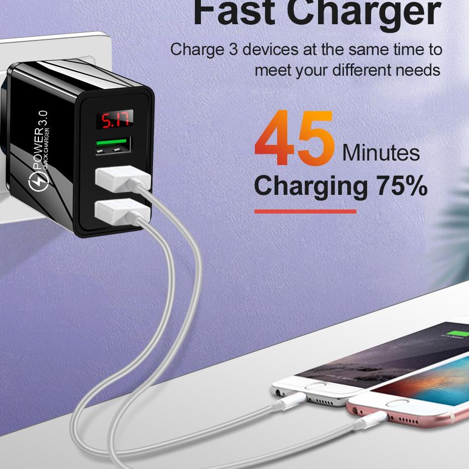 Limited Edition Goera G34 - Port USB Charger LED Display EU Plug 3.1A Smart Fast Charger For All Phones