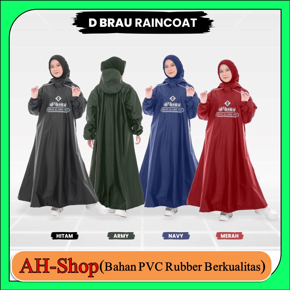 Jas Hujan Gamis Perempuan Mantol Ujan Wanita Muslimah Bahan Rubber PVC