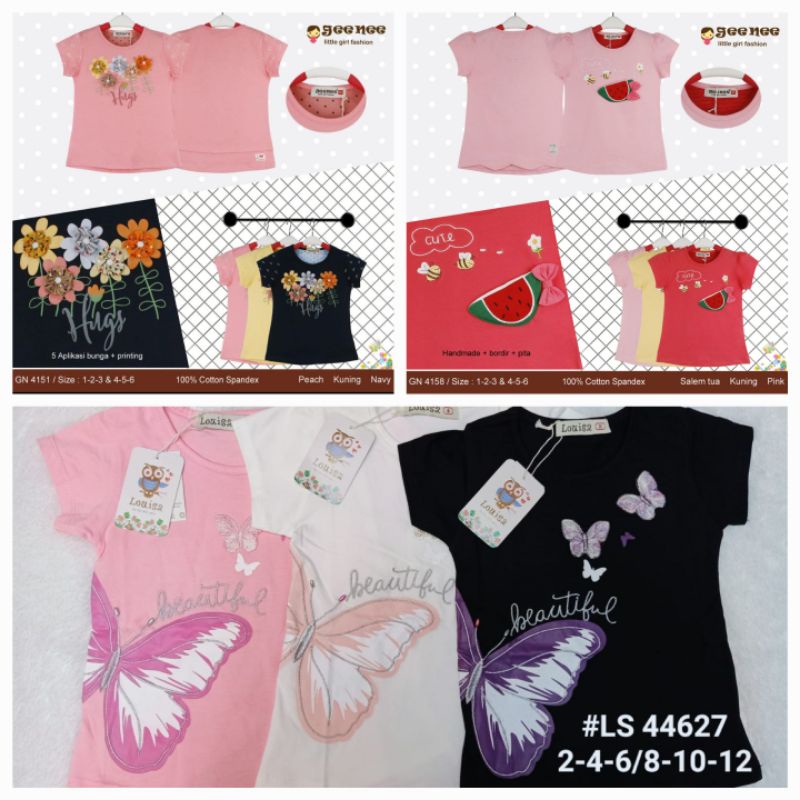 kaos geenee anak cewe/kaos anak perempuan usia 10-11 tahun/kaos lengan panjang anak cewe/atasan anak