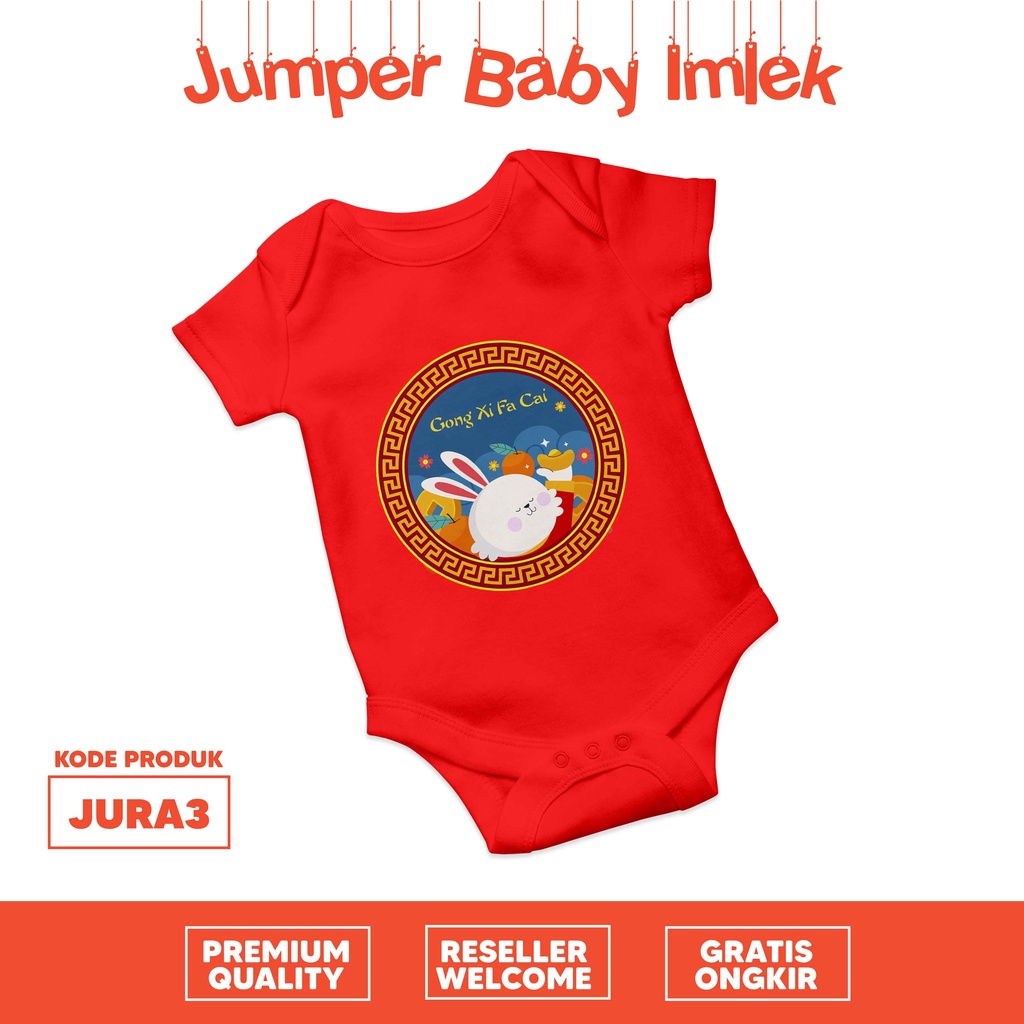 [JUMPER BABY] sincia chinese new year imlek shio rabbit kelinci bodysuit premium quality tahun baru cina