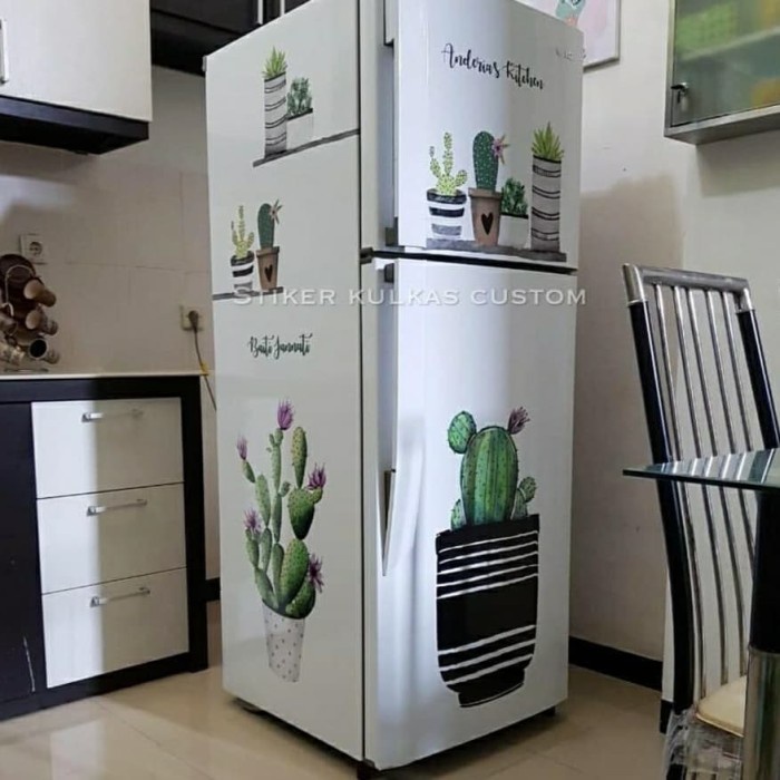 Wall Sticker Stiker Kulkas 2 Pintu Kaktus Jumbo