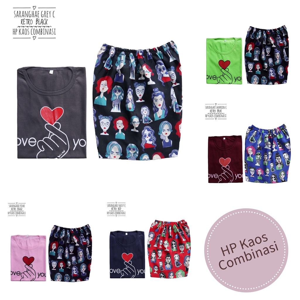 IZANY Piyama Hotpant Dewasa / HP Kaos Size L Celana Pendek