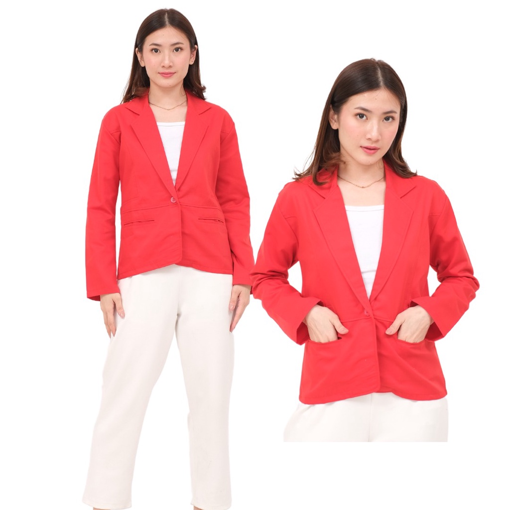 NHM Blazer Wanita Formal Jas Kerja Geby Katun Tebal Twill