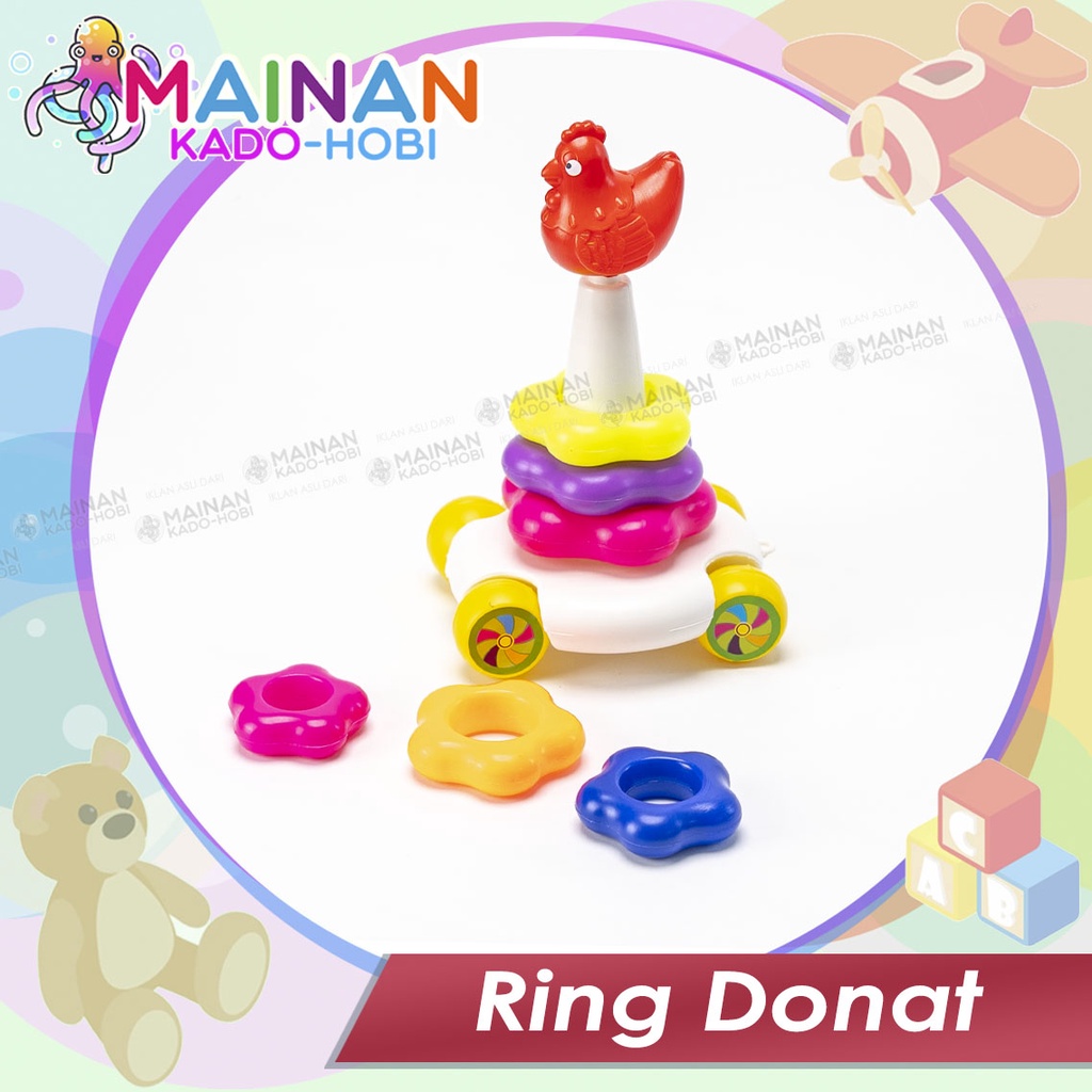 MAINAN ANAK EDUKASI STACKING DONAT SUSUN RING TOWER