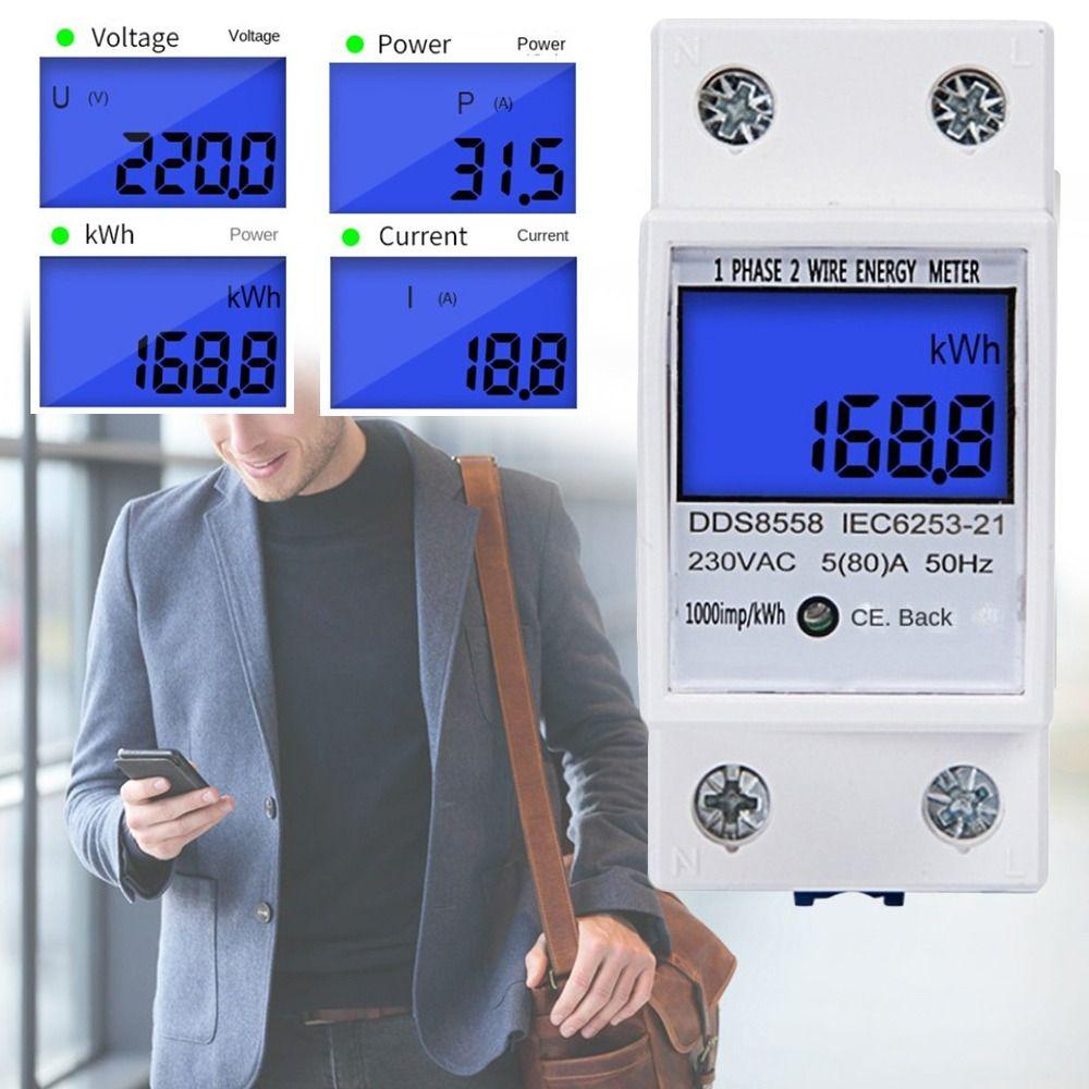 Solighter LCD AC Meter Voltmeter5 (80) A AC 230VAC 50HZ Wattmeter Energy Monitor Energi