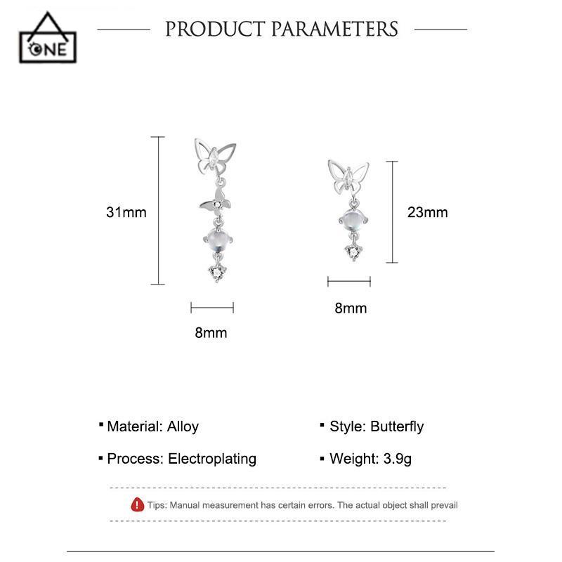 COD❤️S925 Anting Rumbai Kupu-kupu Asimetris Perak Desain Mewah Anting Premium Sense-A.one