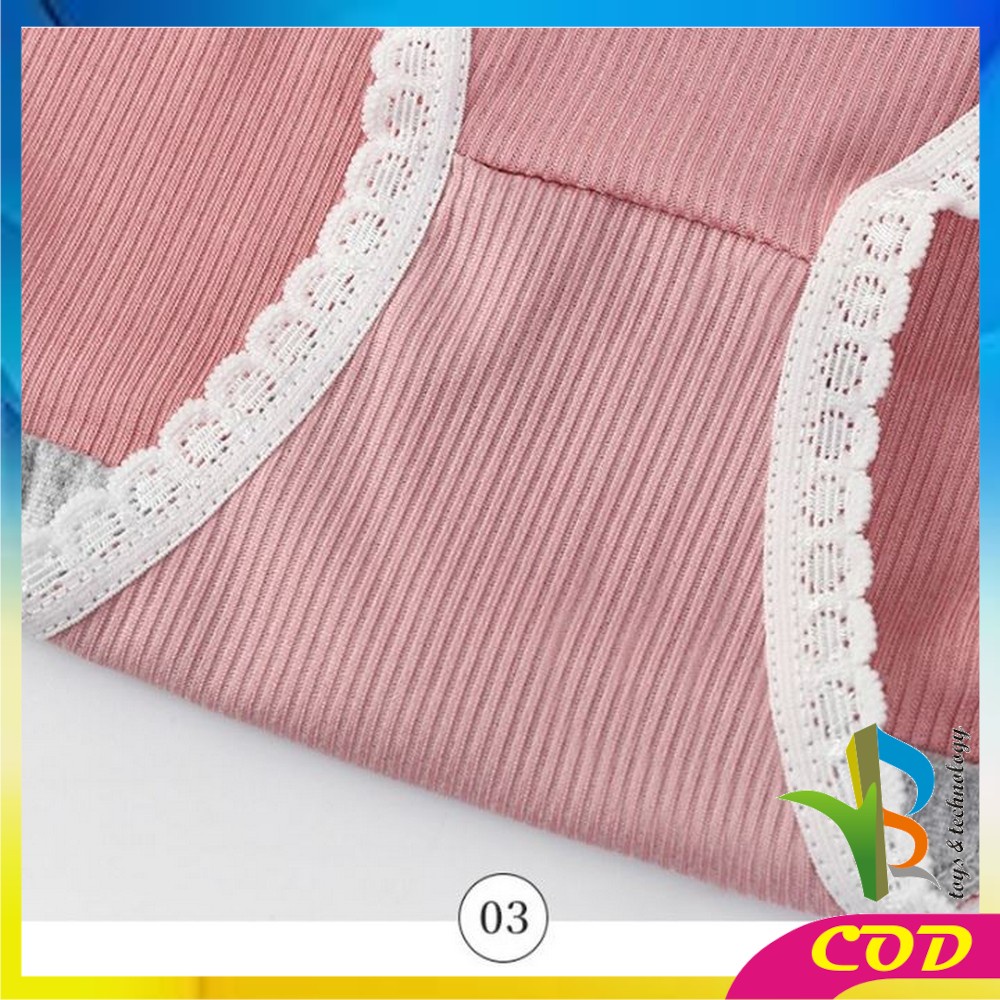 RB-P127 Celana Dalam Wanita Renda Motif Garis Polos CD Wanita Anti Nyeplak CD Warna Warni Polos Impor