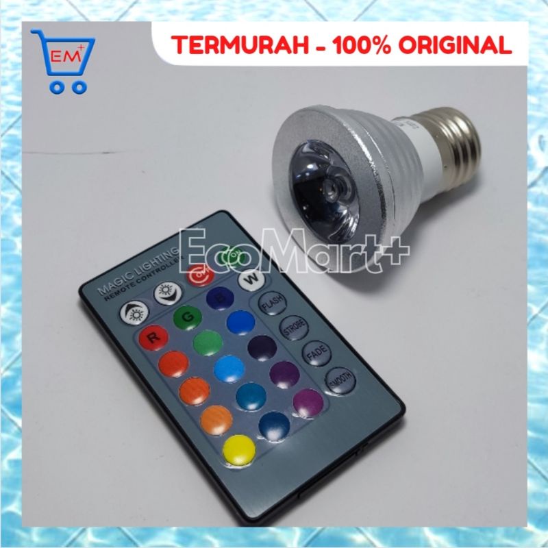 PROMO !!!  Led RGB  3w 16 Warna E27 + Remote Control