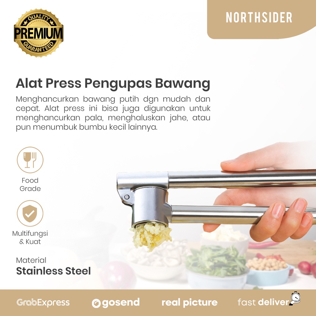 SOLEED ALAT PENGHANCUR BAWANG PUTIH STAINLESS SETEEL GARLIC PRESS