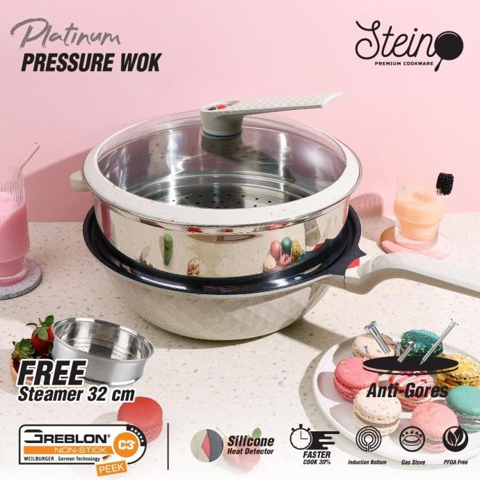 Stein Cookware Platinum Pressure Wok 32 cm Steincookware Panci Presto silahkan di pesan