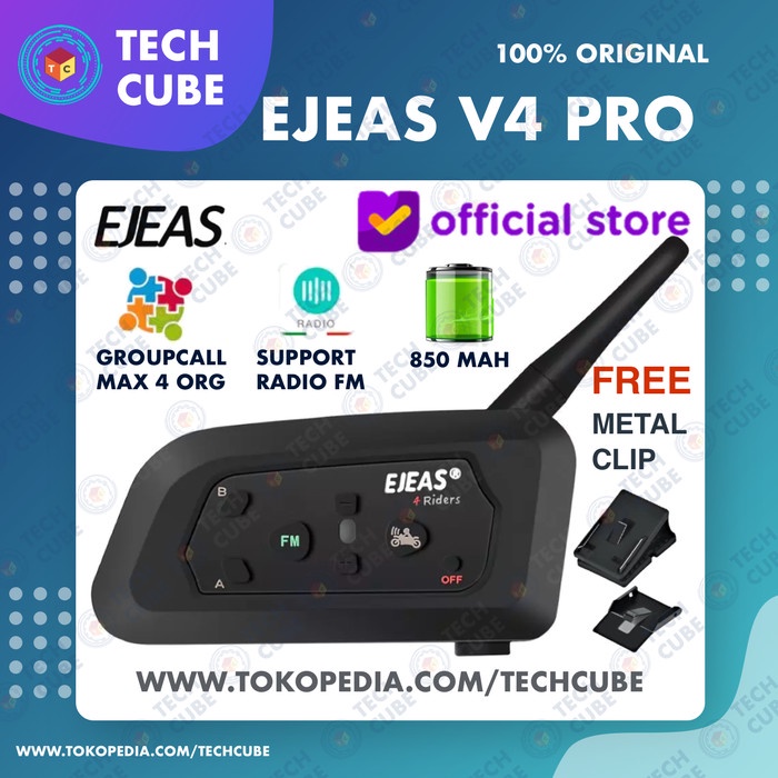 EJEAS V4 PRO BLUETOOTH INTERCOM V4 HELM RIDER HELMET ALT VNETPHONE V6