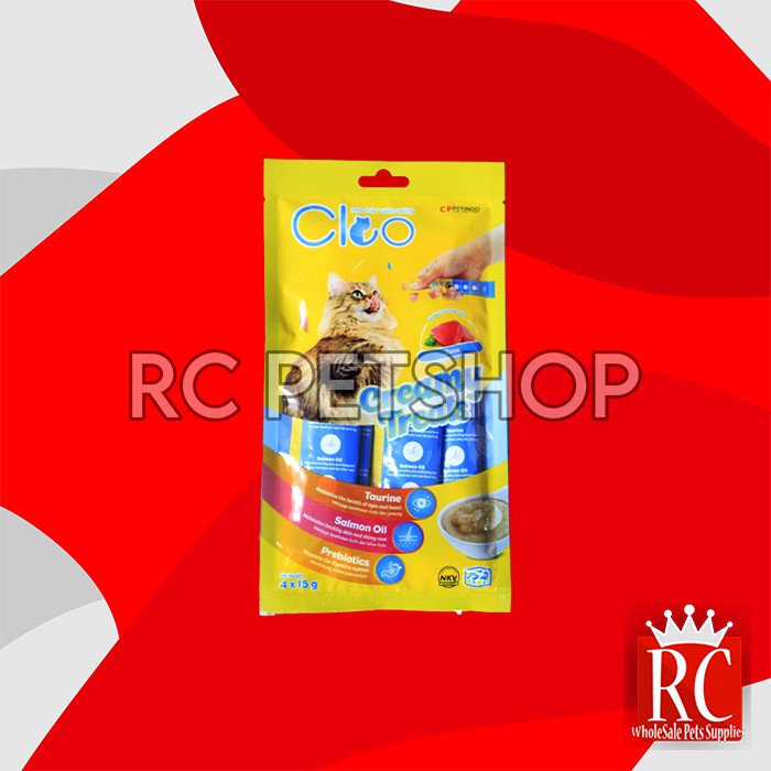 Snack Cemilan kucing Cat treats Cleo Creamy Non Meo bio Creamy 4X15 GR