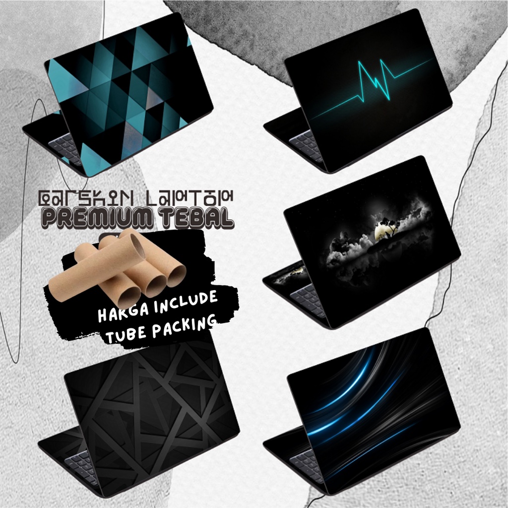 Garskin Laptop Anti Gores Elegant Hitam Geometris Premium Full set 10 12 13 14 15 inch Universal Untuk Semua Merk Laptop