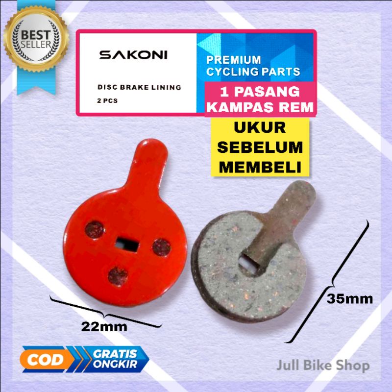 Sepasang Kampas rem cakram sepeda lipat mtb bulat sakoni brake pad disc brake rotor (isi 2pcs)