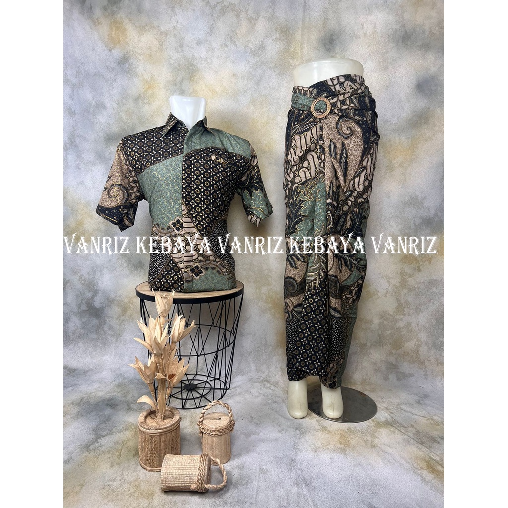 BATIK COUPLE / BAJU BATIK COUPLE / BATIK SET / BATIK LENGAN PENDEK / BATIK COUPLE ROK LILIT / ROK LILIT BATIK COUPLE