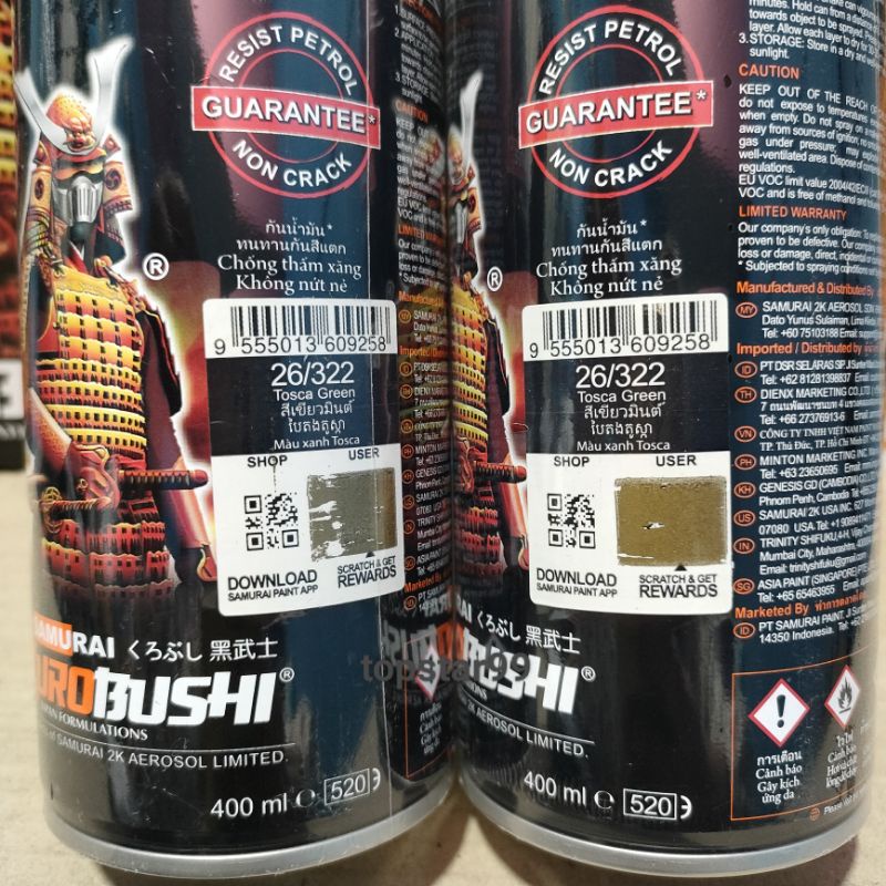 Pilok Pilox Cat Samurai Tosca Green 322 400ml Hijau Tosca Toska Cat Semprot Samurai Paint Aerosol