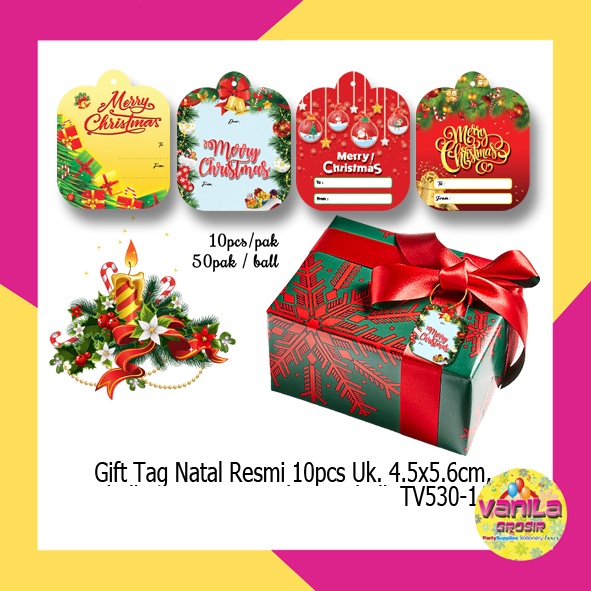 

BELI 1 BALL, FREE 1 BALL !! (1 Ball isi 500pcs) Gift Tag Natal Resmi, kartu ucapan natal, gift tag merry christmas, label kotak kado