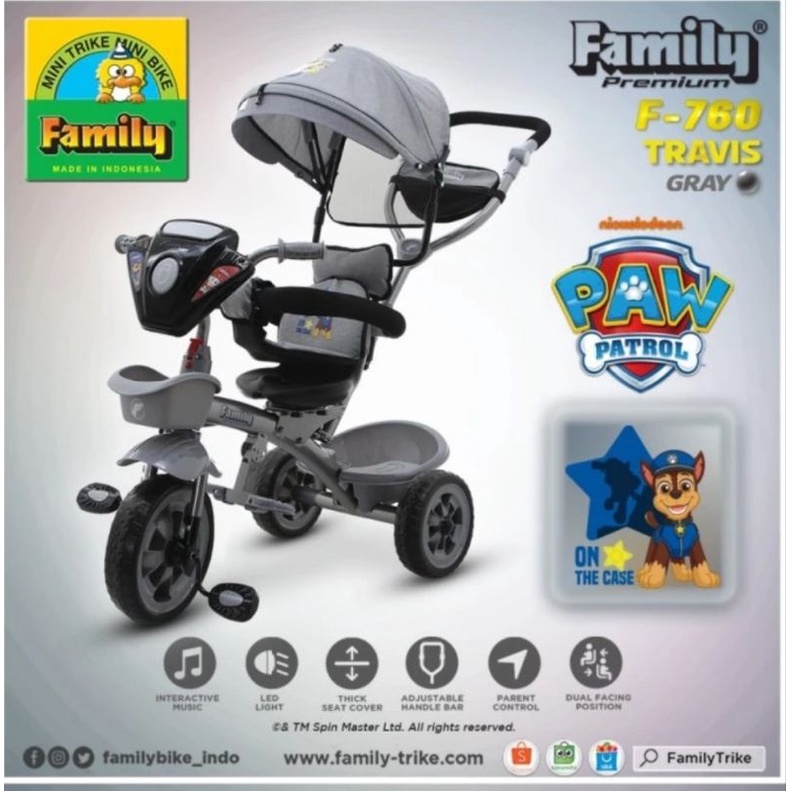 Sepeda R3 Roda 3 Stroller Anak Family Premium Travis F-760 F 760