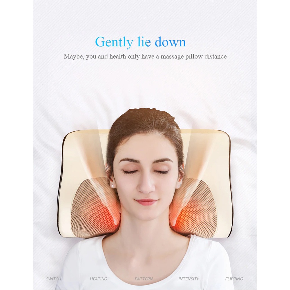 Bantal Pijat Leher Elektrik Infrared Heating Neck Shoulder Massage Cervical Health Six Button - Beige - 7RHRBBBE