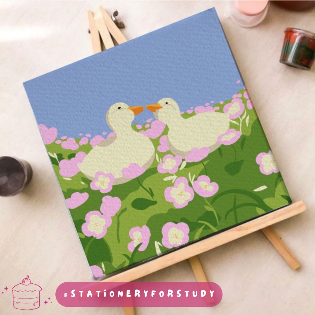 

Paint by numbers kit 20x20cm + sudah dapat cat lukis — duck series
