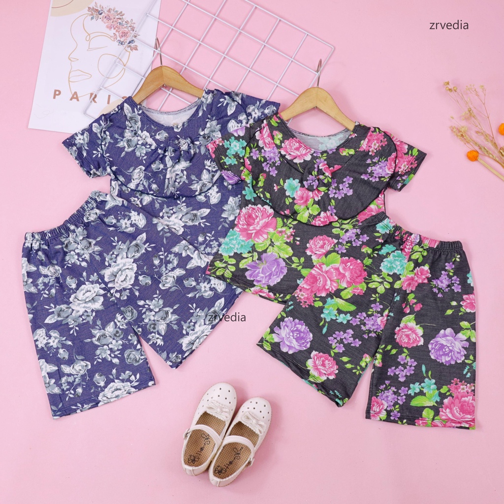 Set Kylie Anak uk 1-2 Tahun / Atasan Bawahan Kulot Perempuan Baju Setelan Model Dress Cewek Import