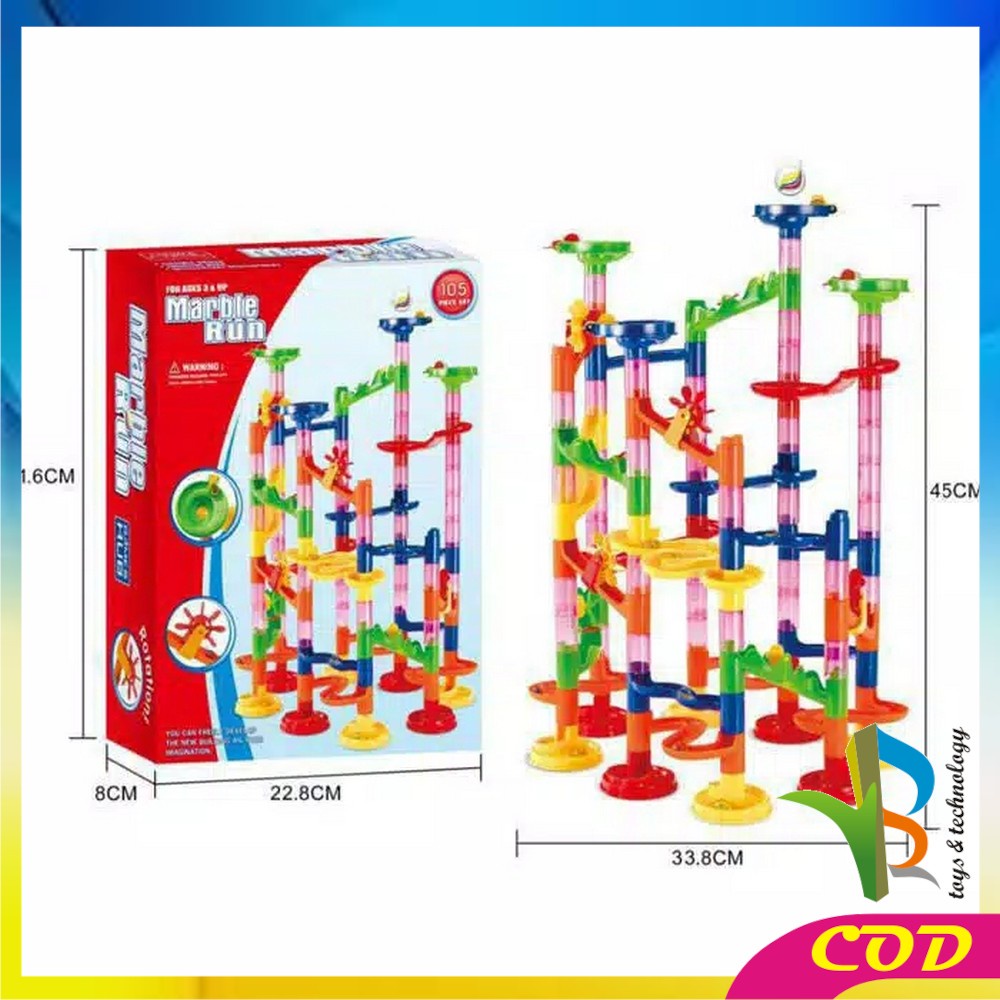 RB-M58 Mainan Marble Run Block 105PCS Mainan Anak DIY Seluncuran Jalur Kelereng / Track Marble Race